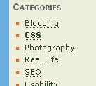 Highlighted category navigation example