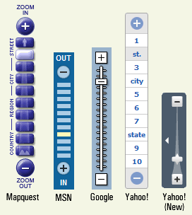 Zoom sliders for online maps