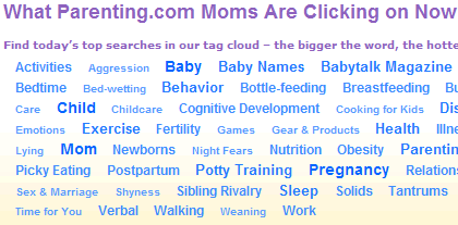 Parenting.com popular search results tag cloud