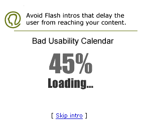 Flash loading example of bad usability