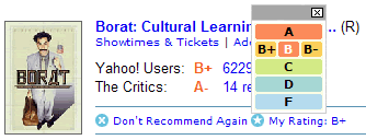 Yahoo! Movies film rating widget