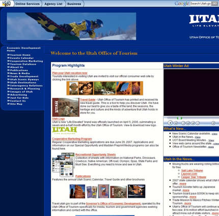 Utah Office of Tourism website