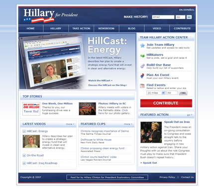 Hillary Clinton 2008 US presidential election website