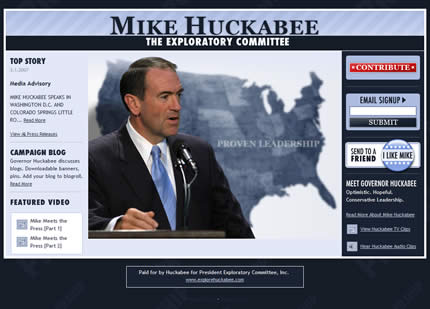 Mike Huckabee 2008 US presidential election website