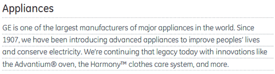 GE.com website copy with sIFR applied