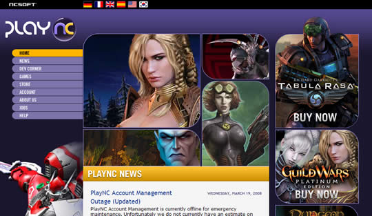 NCsoft PlayNC web site