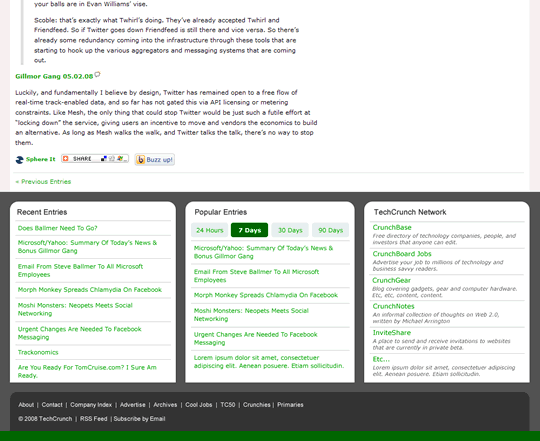 TechCrunch footer after redesign