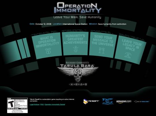 Operation Immortality home page