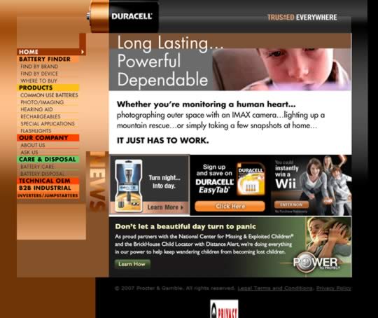 Duracell website