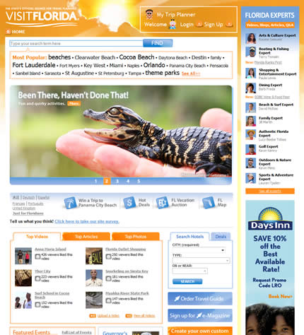 Florida state tourism website: 2009