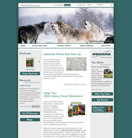 Indiana state tourism website: 2009