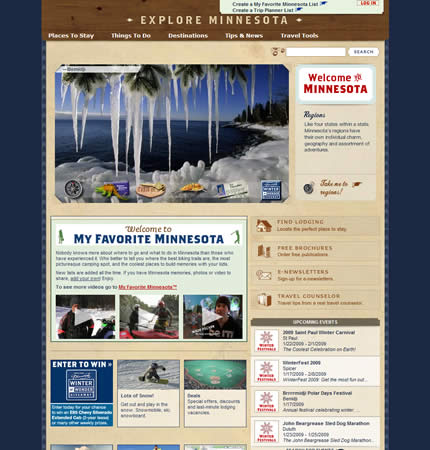 Minnesota state tourism website: 2009