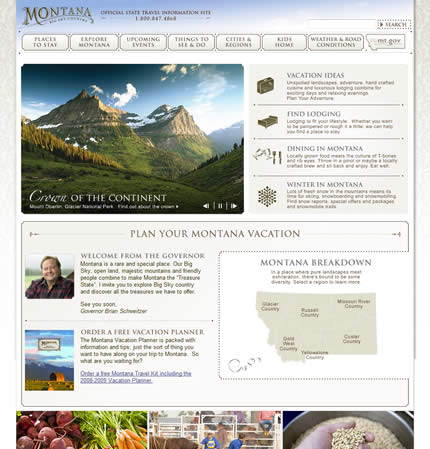 Montana state tourism website: 2009