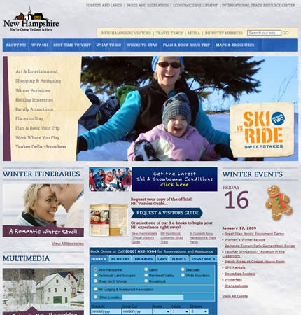 New Hampshire state tourism website: 2009