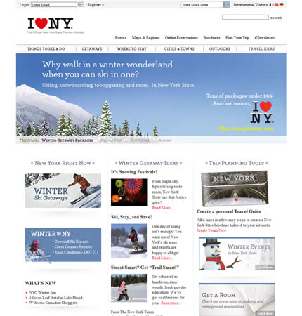 New York state tourism website: 2009