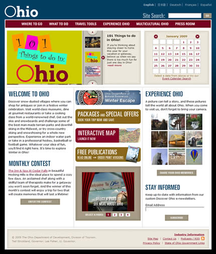 Ohio state tourism website: 2009