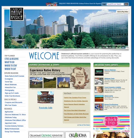 Oklahoma state tourism website: 2009