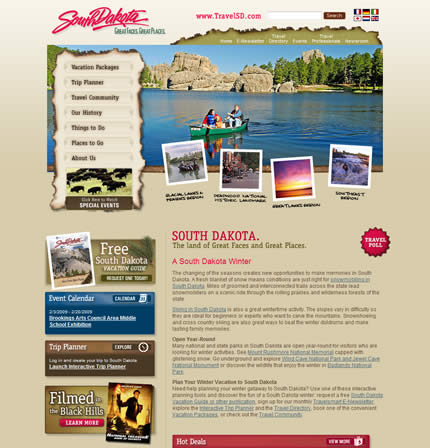 South Dakota state tourism website: 2009