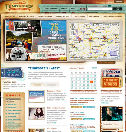 Tennessee state tourism website: 2009