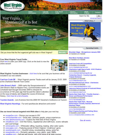 West Virginia state tourism website: 2009