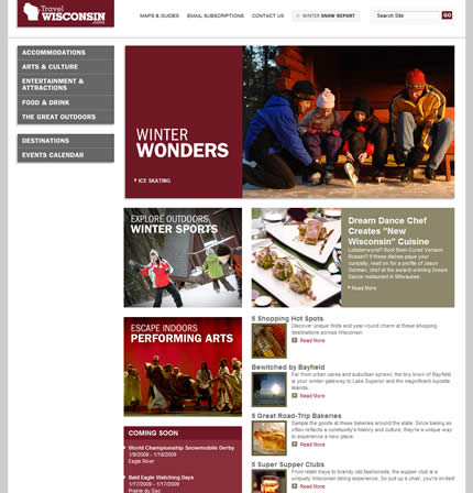 Wisconsin state tourism website: 2009