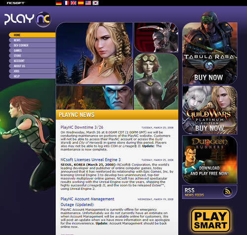 NCsoft West website before redesign
