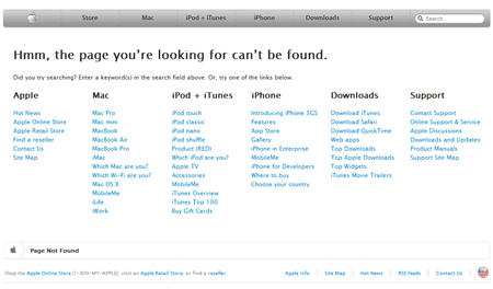 Apple.com 404 error page