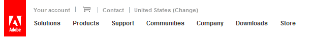 Adobe website navigation: new