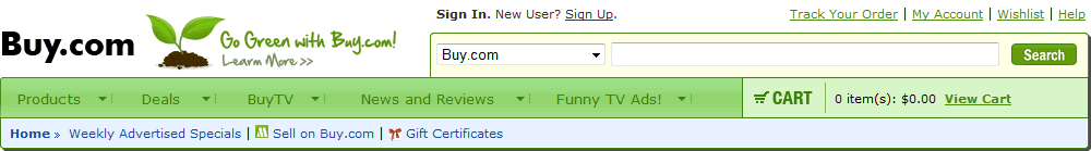 Buy.com website navigation: new