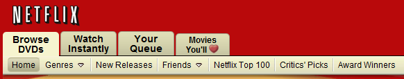 Netflix website navigation: new