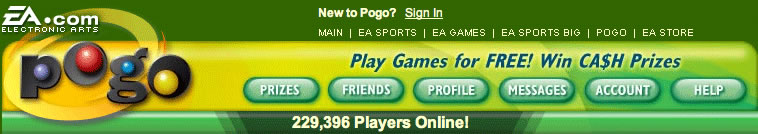 Pogo website navigation: old