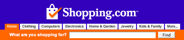 Shopping.com website navigation: old