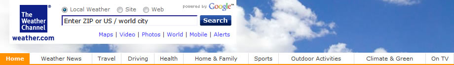 Weather Channel website navigation: new