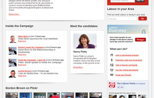 Labour Party website home page content