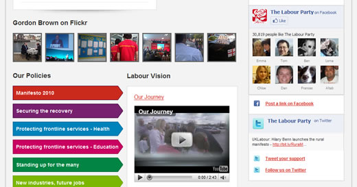 Labour Party website social media section
