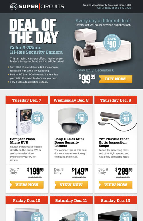 Supercircuits deal-of-the-day email design