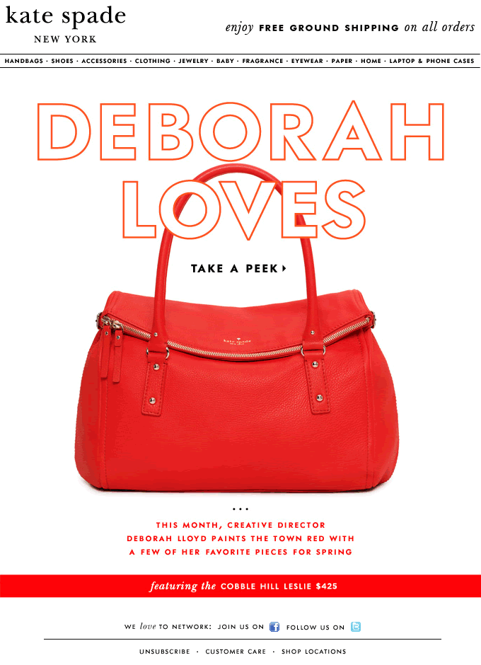 Deborah Loves Kate Spade email