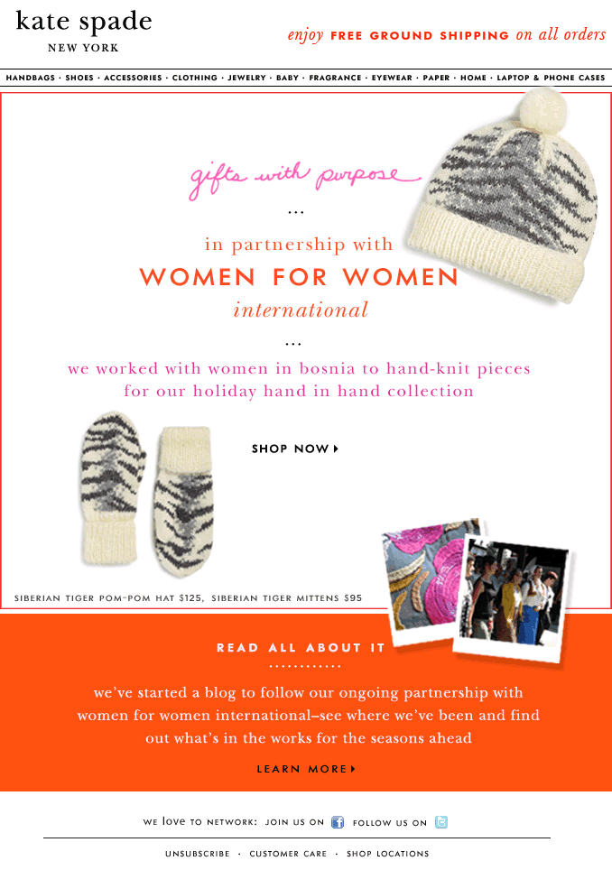 Gifts with Purpose Kate Spade email