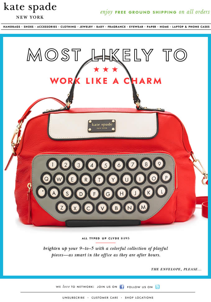 Most Likely To Work Like a Charm Kate Spade email