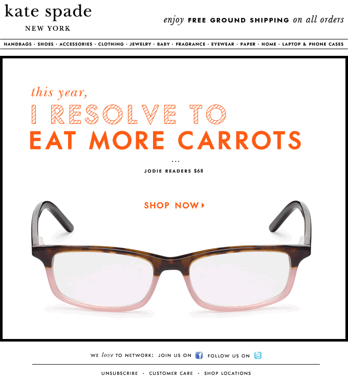 I Resolve to Eat More Carrots Kate Spade email