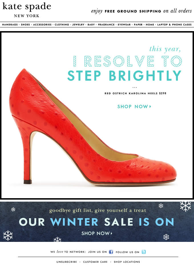 I Resolve to Step Brightly Kate Spade email