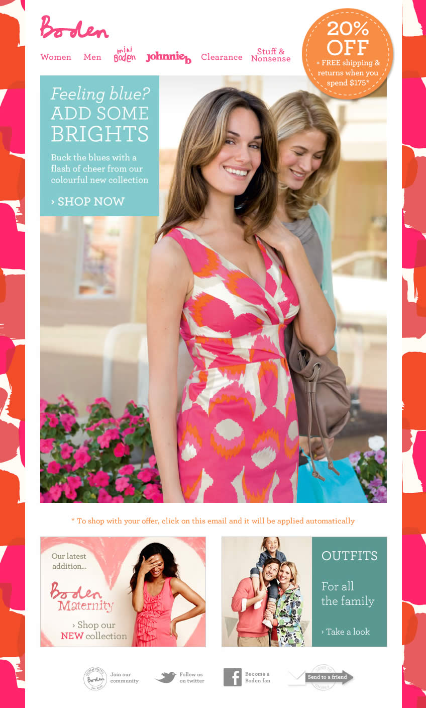Feeling blue? Add some brights Boden email
