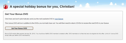 Netflix Christmas email landing page