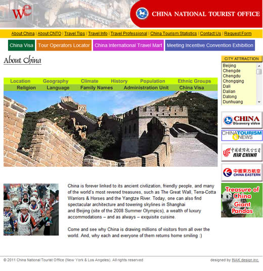 China tourism website