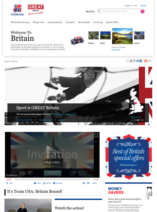 Great Britain tourism website