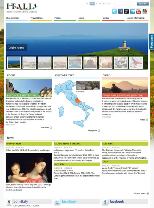 Italy tourism website
