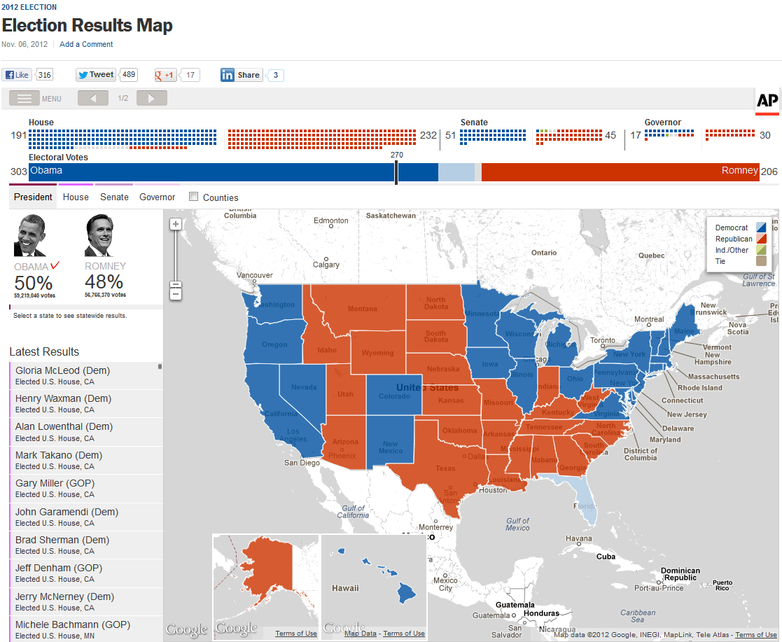 Time 2012 US Presidential Election Results Map
