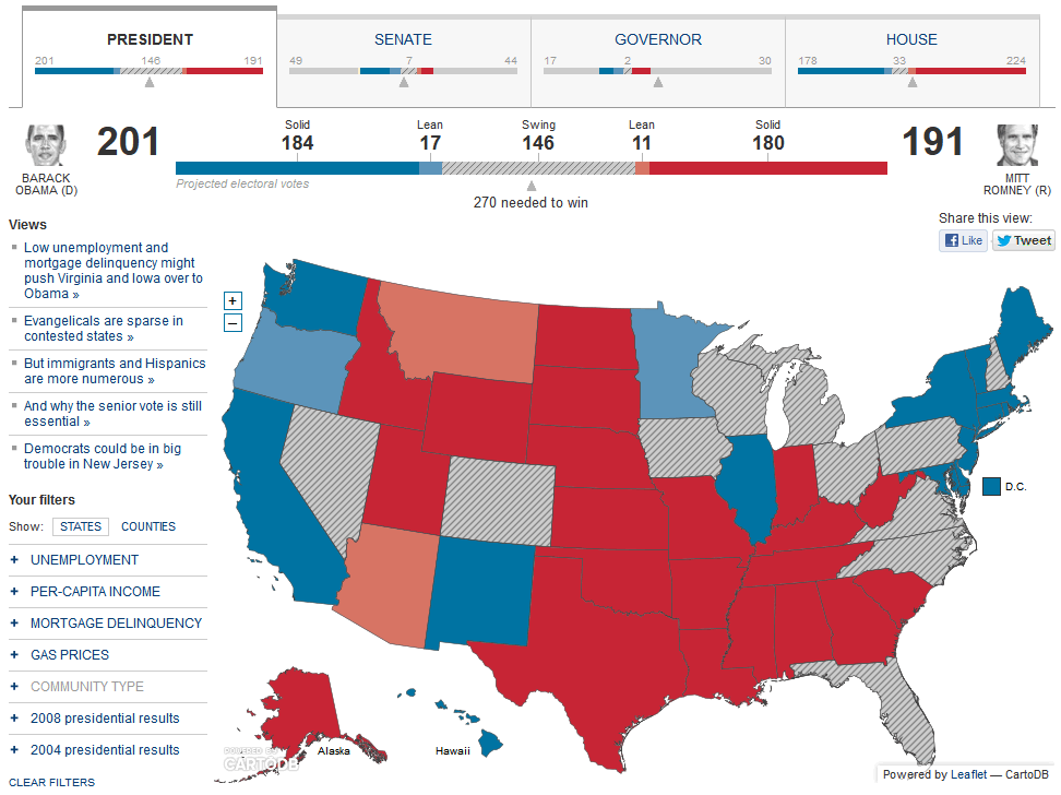 Wall Street Journal 2012 US Presidential Election Results Map