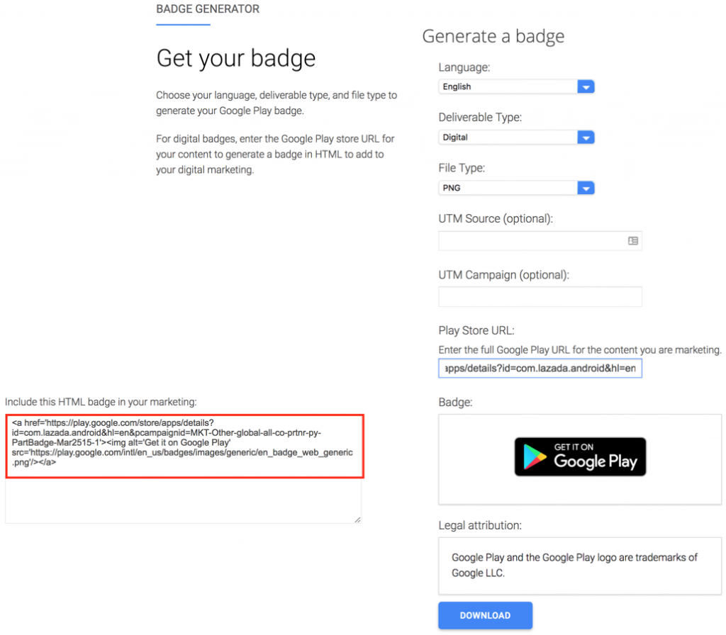 Google Play Android App Badge Generator