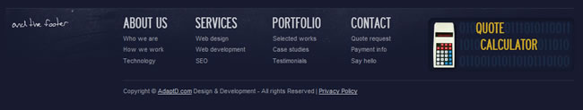 AdaptD website footer design example